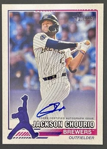 2025 Topps Heritage Jackson Chourio Redefined Real One On Card Auto /76 Brewers - Picture 1 of 4