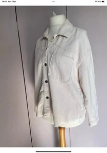 Zara Ecru White Oversized Corduroy Cotton Shirt Med Looks Unworn Y - Picture 1 of 13