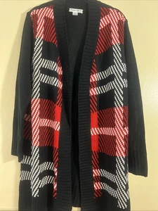 Caren Sport Damen 2X vorne offen kariert Cardigan Pullover schwarz rot weiß Strick - Bild 1 von 10