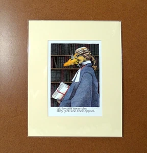 Funny print Simon Drew Old Lawyers Never Die legal gift signed duck wall decor - Picture 1 of 4