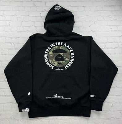 Sudadera con Capucha AAPE BY A BATHING APE Negra M Usada Camuflaje Cara de Luna Logo - Para Hombre Mediana Foto 1 de 4