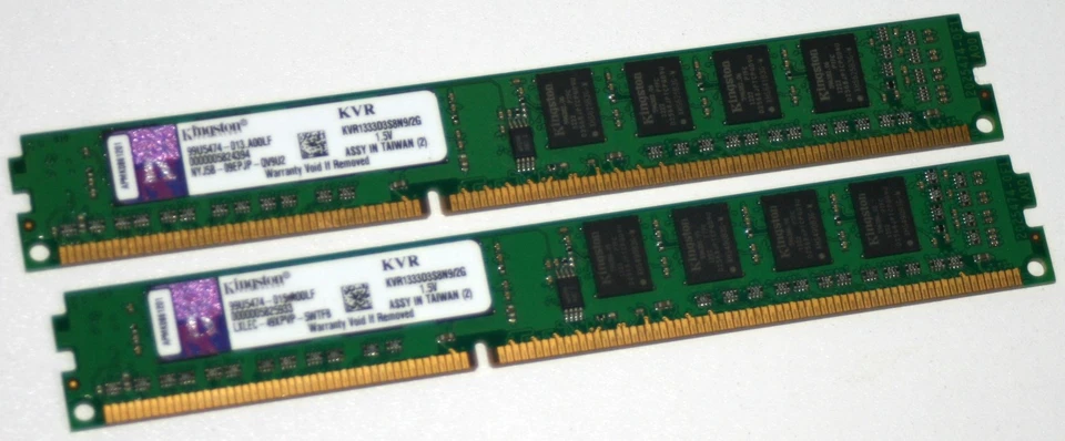 Kingston KVR 4GB (2x 2GB) KVR1333D3S8N9/2G DDR3-1333 PC3-10600U RAM - Bild 1 von 1