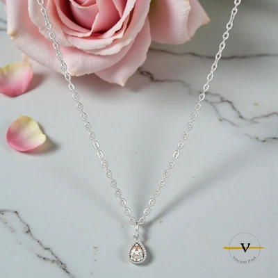 COLLANA DONNA ARGENTO 925 CON PUNTO LUCE GOCCIA COLORE DIAMANTE VERO ARGENTO 925 - Immagine 1 di 4