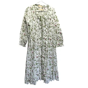 Nightgown & Robe Set LA CERA 2-Piece SZ L Foral Cottage Core 100% Cotton READ - Picture 1 of 18