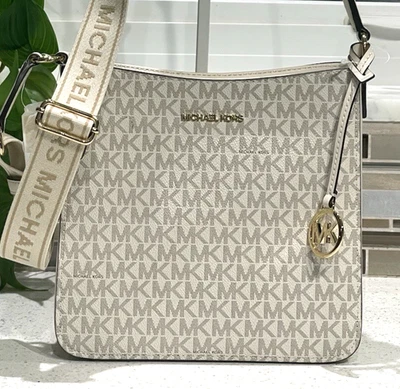 MICHAEL KORS JET SET VIAJE PEQUEÑO CREMALLERA BANDOLERA BOLSO BANDOLERA BOLSO MK CREMA LOGO Foto 1 de 4