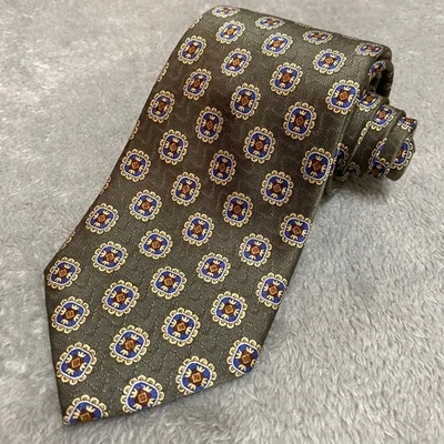 Jos. A. Gravata de seda masculina Bank verde padrão medalhão geométrico verde 58,5x3,5 - Imagem 1 de 2