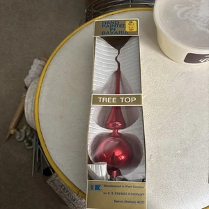 Topper albero vetro vintage rosso made in West Germany dipinto a mano in Baviera - Foto 1 di 11