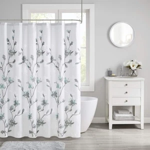 Magnolia Shower Curtain, Luxurious Botanical Floral Print, Modern Serene Bath... - Picture 1 of 5