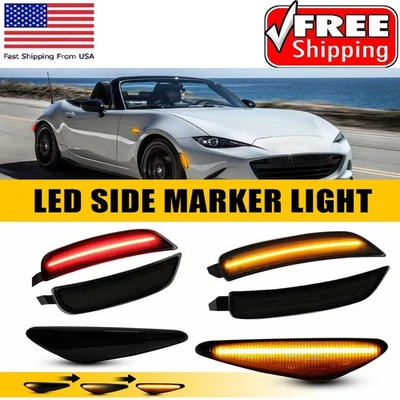 Smoked LED Bumper Side Light Marker For 17 2016 18 20 19 21-2022 Mazda Miata MX5 - Image 1 of 4