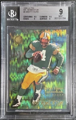 Brett Favre 1996 Fleer Ultra Mr. Momentum Green Pulsar Mint BGS 9 - Image 1 of 2