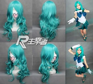Sailor moon Sailor Neptune Kaioh Michiru Anime Cosplay Perücke Wig L:65cm Neu - Picture 1 of 1