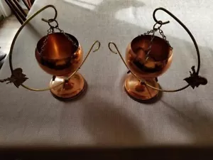 Coppercraft Guild Copper Hanging Pot Dish Candle Holder Planter~Brass Hanger - Picture 1 of 6