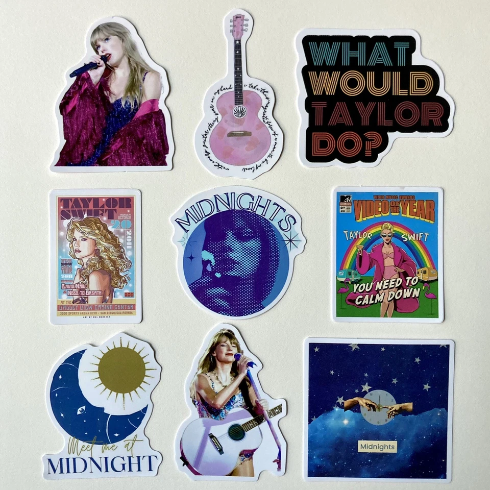 Taylor Swift Midnights Vinyl Stickers (9 PACK) - Glossy Laminated & Waterproof