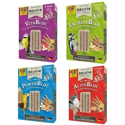DELICIA-FUTTER Delicia PICK-ME-UP Probierset Wildvogelfutter Energiefutter, 4 x 6er Pack