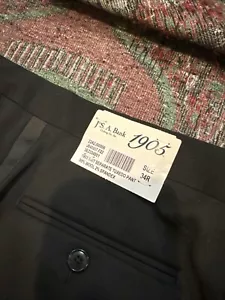 Jos A Bank Pantalone smoking uomo nero 34 R lana, righe sul lato vendita al dettaglio $150 - Foto 1 di 10