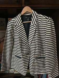 Vintage Beautiful Fitted Blue Stripe Jacket One Button Size XL - Picture 1 of 18