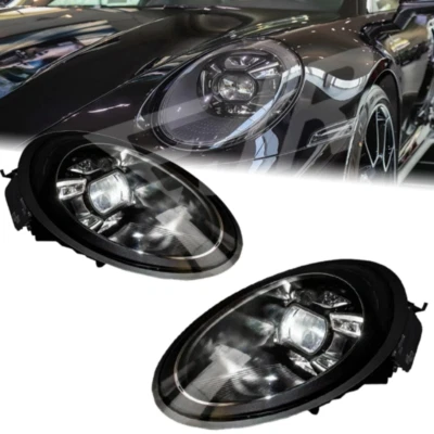 Faros LED negros Faros de coche para Porsche 911 Faros 12-18 mejoras Foto 1 de 4