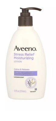 Loción hidratante Aveeno Stress Relief, lavanda, 12 fl oz (354 ml) Foto 1 de 2