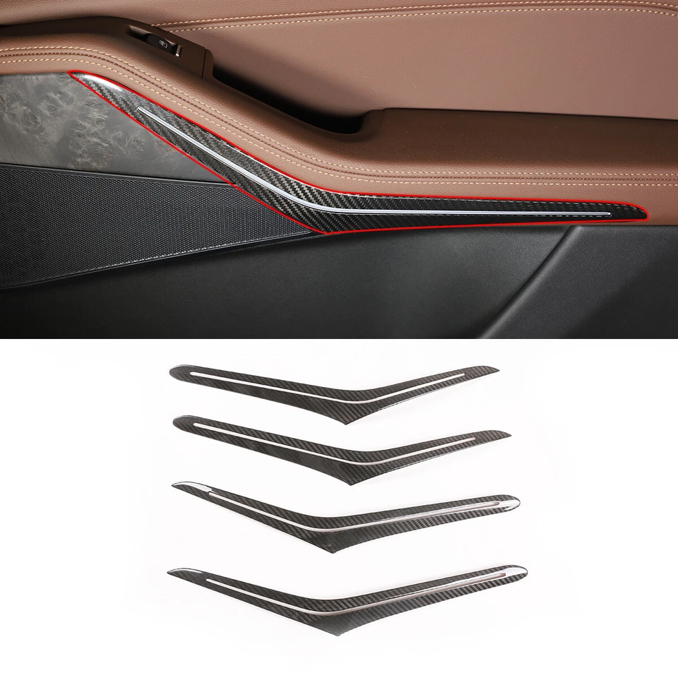Cubierta de panel de manija de puerta interior de fibra de carbono real para BMW X5 X7 G05 G07 2019-22 Foto 1 de 4
