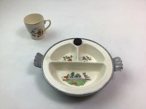 Vintage Child’s Excello Baby Warming Divided Dish With Ducks & KSP Mug - Picture 1 of 16