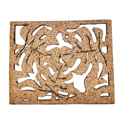 Monstera Leaf Cork & Wood Trivet, Made in Portugal, 9" (L) x 7.3" (W)