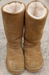 Bearpaw Elle Tall 1963w Womens Tan Suede Sheepskin Wool Winter Boots Size 7 - Picture 1 of 7