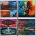 Natural Stone Ceramic Tile Marble Drink Coasters - Set of 4 - Tree 1 D