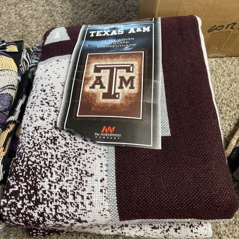 Texas A & M University Aggies Logo Woven Afghan Throw Tapestry Stadium Blanket Cover
