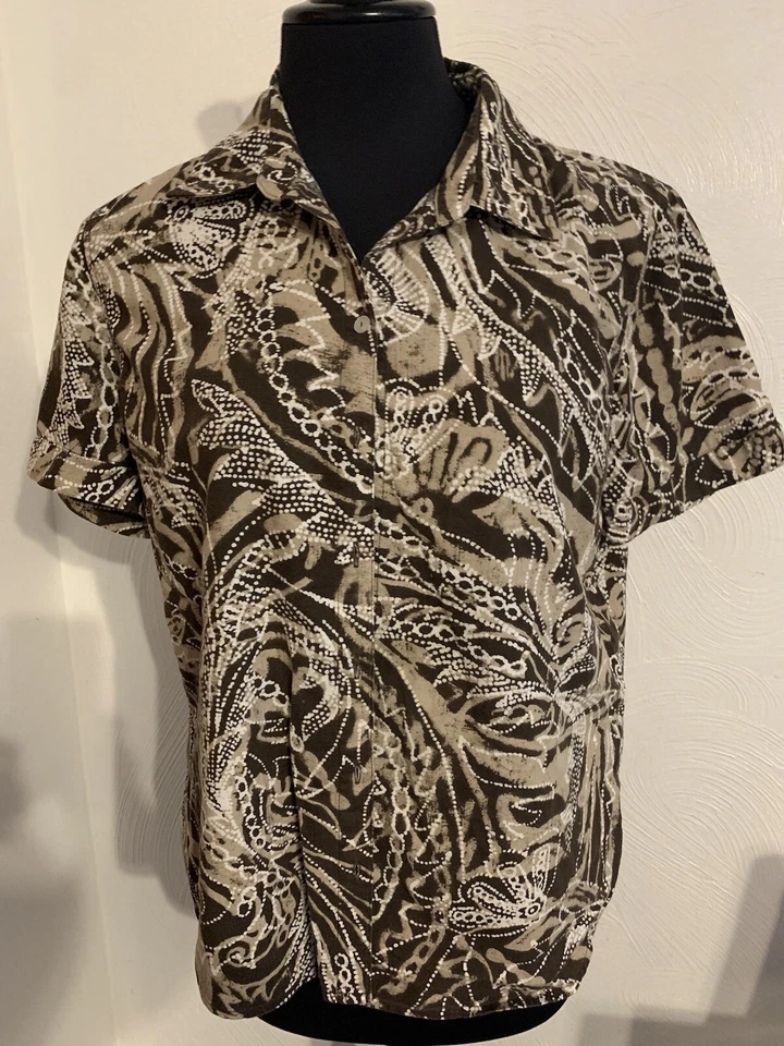 Blusa Top Coral Bay Mujer Manga Corta Marrón Grande Usada en Excelente Condición Foto 1 de 4