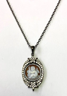 Collar Colgante Ángel HSN Rarezas Plata Esterlina Circonita Cúbica Marrón 16" Foto 1 de 4