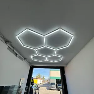 HEXAGONAL LED GARAGE LIGHTS HONEYCOMB DETAILING SHOWROOM OFFICE 5 grids 6500k - Picture 1 of 3