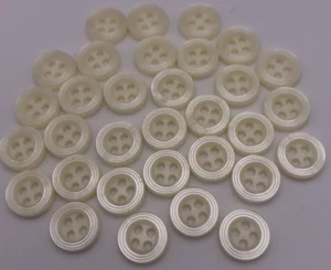 Vtg Opaque Very Light Yellow 4-Hole Buttons w/ Concentric Circles 10mm Lot of 6 - Picture 1 of 7