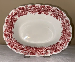Booths Vite & Wheat 10" ciotole ovali per verdure rosa bordate Inghilterra A-8083 antiche - Foto 1 di 4
