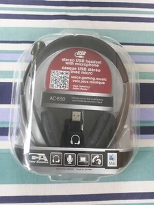 Cyber Acoustics AC-850 Black/Gray USB Stereo Headset with Microphone Volume Mute - Picture 1 of 7