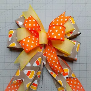 Arco de Halloween, naranja/amarillo, maíz caramelo sobre beige, lino amarillo, lunares - Imagen 1 de 2