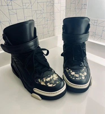 Tênis masculino Givenchy Tyson floral couro preto cano alto tamanho EU41 US8.5 - Imagem 1 de 4