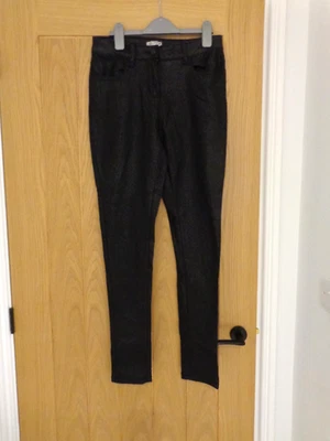 M&Co -womens leather look stretch trousers black size 10 - Image 1 of 4