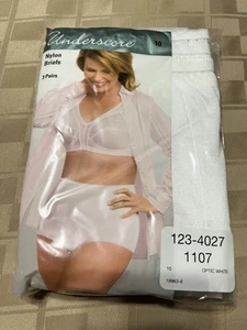 Underscore Nylon Briefs Panties Women 10 VTG NOS Granny Underwear 3-Pack White - Bild 1 von 7