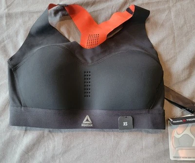 ReebokSports Bra, Black/Orange, Size Extra Small, Pullover, New With Tags - Image 1 of 4