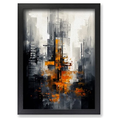 Framed Skyscraper Gestural Art Wall Art Canvas Print Poster Picture, Home Decor - Image 1 of 4