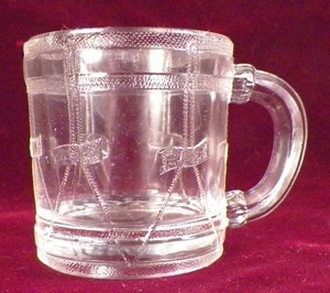 Bryce Higbee Drum Mug Toy Clear Glass Child's Childrens EAPG Antique 1883 2in. - Picture 1 of 4