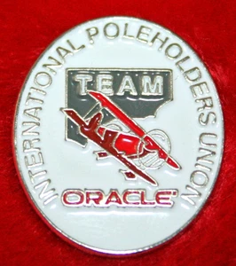 TEAM ORACLE Challenger III Biplane International Poleholders Union Lapel Pin - Picture 1 of 2