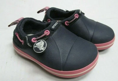 Crocs 11223 Girls pink and blue Bungee Slip on lined Boat Shoes size C 6 - Image 1 of 4