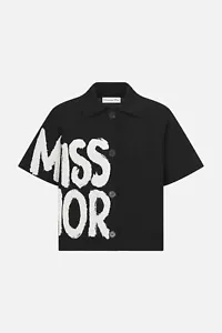 Dior Short-Sleeve Jacket Black Technical Knit w White Miss Dior Graffiti Motif - Picture 1 of 5