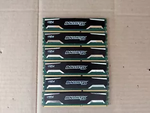 LOT OF 6 CRUCIAL BALLISTIX SPORT (6X4GB) 24GB BLS4G3D1609DS1S00 RAM F4-3(2) - Picture 1 of 2