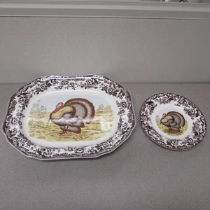 Spode China WOODLAND Muster TÜRKEI Motiv 13-teiliges Erntedank-Set Platte / Teller - Bild 1 von 8