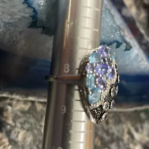 Anello a grappolo Chuck Clemency STS in argento sterling e YGP ovale con più pietre preziose 8,25 - Foto 1 di 10