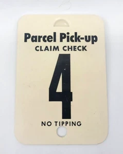 Vintage 1960s Jewel Grocery Parcel Pick-up Claim Check Tag "No Tipping" - No. 4 - Picture 1 of 3