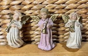 "Lote de Navidad de 3"" ángeles zona de Estados Unidos Alemania Occidental de papel maché de la década de 1940" - Imagen 1 de 5