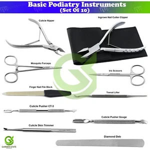 10Ps Podiatry Toenail Kit Surgery Instruments Nails Care Manicure Pedicure Tools - Picture 1 of 11